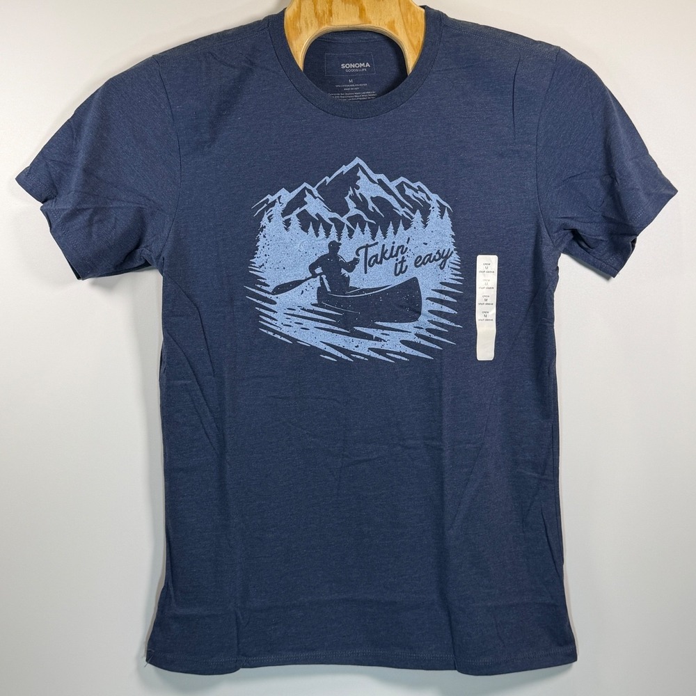 Sonoma Goods for Life Takin' it Easy Graphic Canoe Mountain T-Shirt Men's Medium